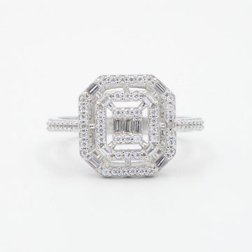 Anillo de Compromiso en Oro 14k Blanco con Zirconias en Modelo Especial mod. 8956