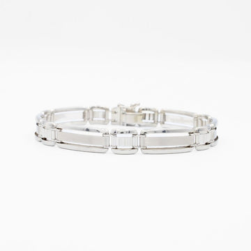 Pulsera de Oro 14k Blanco con Eslabones Sólidos mod. 8671
