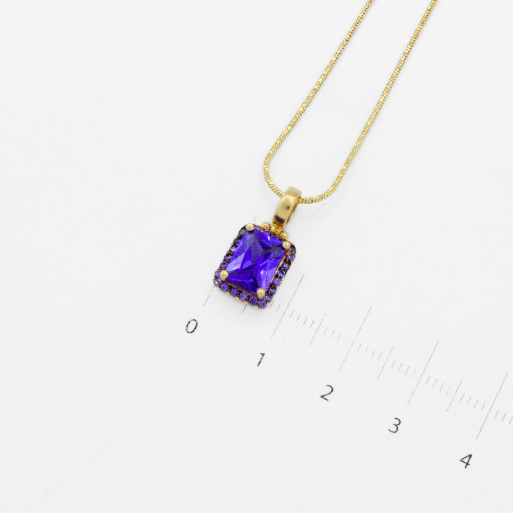 Coordinado de Oro 14k Diseño Fino con Zirconias de Color Morado Royal mod. 9932