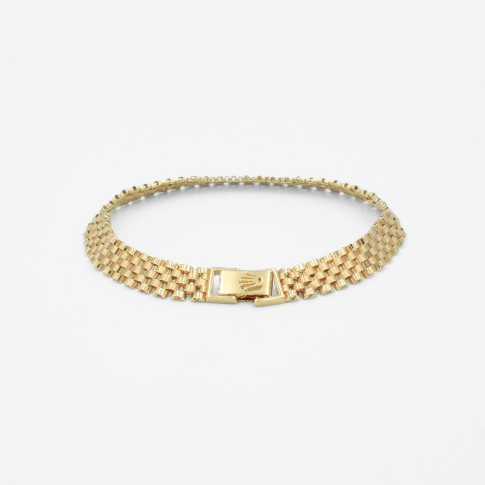 Pulsera de Oro 14k Tejido Ensamblado Especial Elegante Detallado con Corona mod. 9805