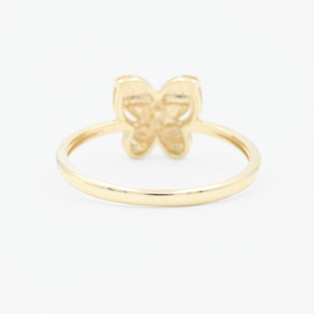 Anillo de Oro 14k de Diseño de Mariposa Liso Incrustado de Zirconias mod. 9276