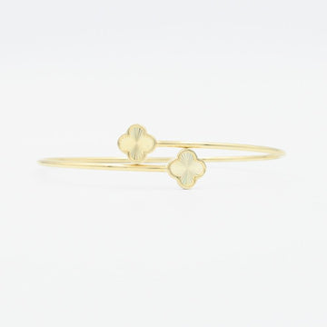 Aro de Oro 14k Tubular Hueco con 2 Trébol de Diamantado Arcoíris en Diseño Abierto mod. 8990
