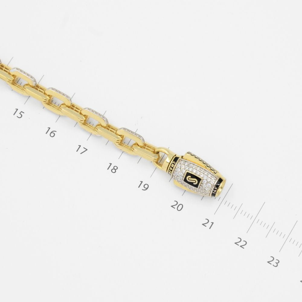 Pulsera Mónaco Chain 14k Modelo Cavo Hueco con Broche Pavé mod. 8799