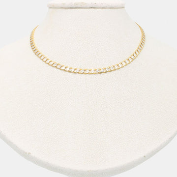 Cadena de Oro 14k Tejido Barbado Sólido con Diamantado Blanco mod. 8932