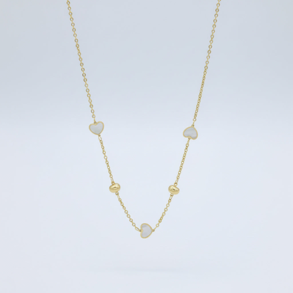 Gargantilla de Oro 14k Diseño de Corazones con Madre Perla mod. 10070