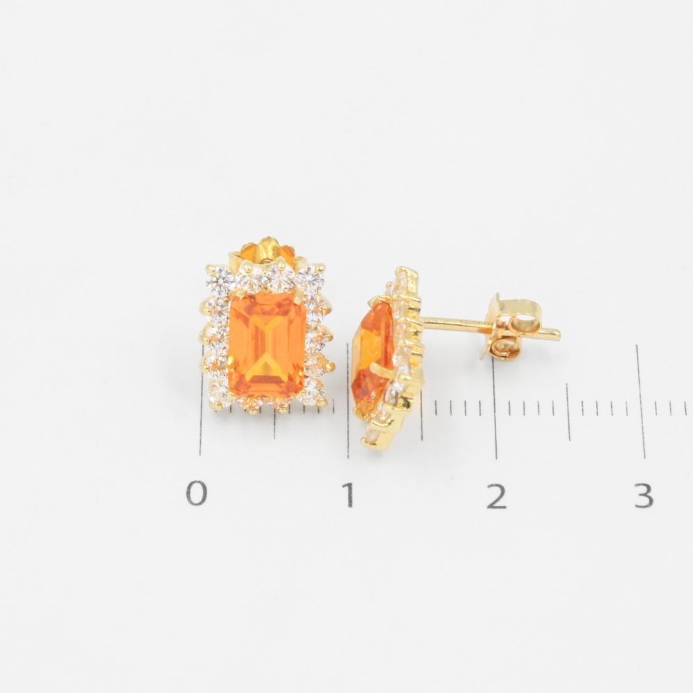 Arete de Oro 14k con Piedra Color Citrino mod. 9064