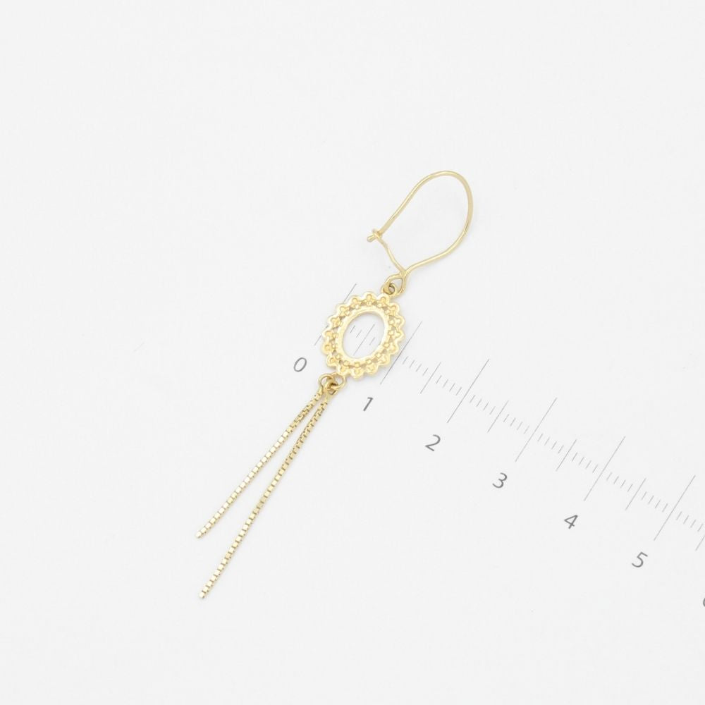 Arete Largo de Oro 14k Diseño con Martillado y Tiras Finas de Estilo Brillante mod. 5436
