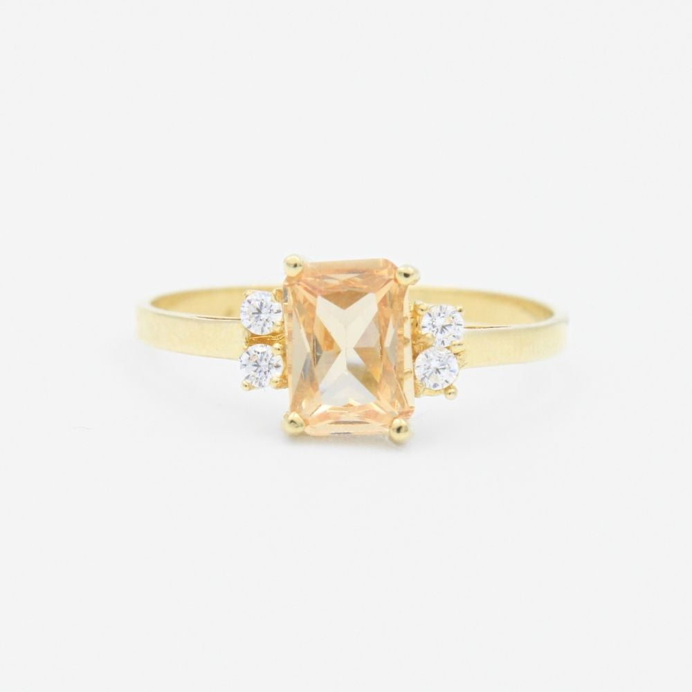Anillo de Oro 14k Incrustado de Zirconia Cuadrada Brillante mod. 9197