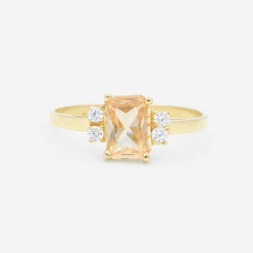 Anillo de Oro 14k Incrustado de Zirconia Cuadrada Brillante mod. 9197