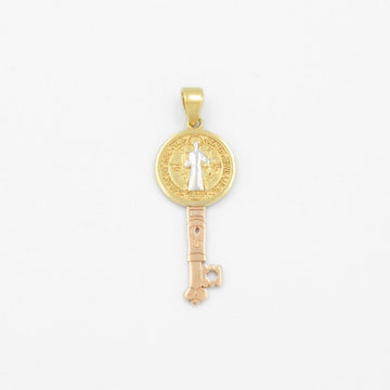 Medalla de Oro 14k de San Benito Estilo Florentino mod. 9152