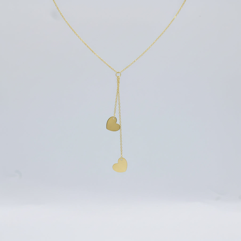 Gargantilla de Oro 14k Diseño Doble Corazón mod. 10065