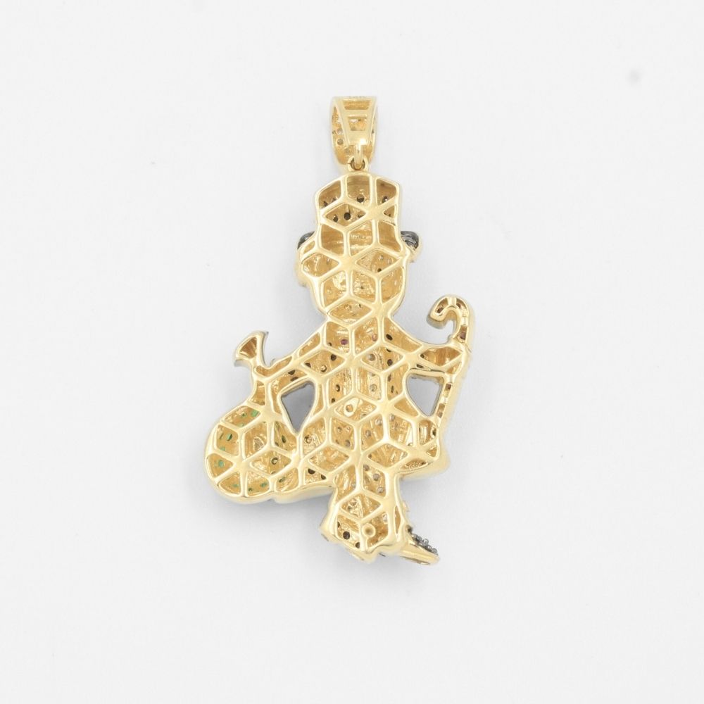 Dije de Oro 14k Tío Rico Bolsas de Centavo Incrustado con Zirconias y en Diseño Hueco mod. 7704