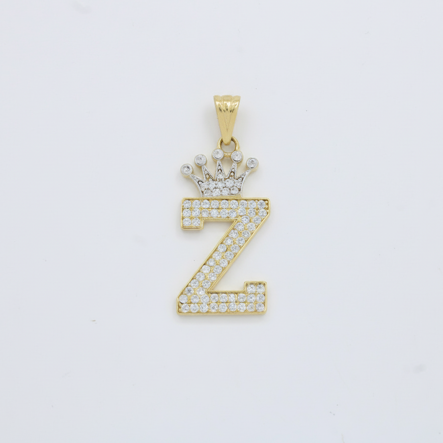 Dije de Oro 14k con Diseño de Inicial Z Incrustada con Zirconias mod. 10093