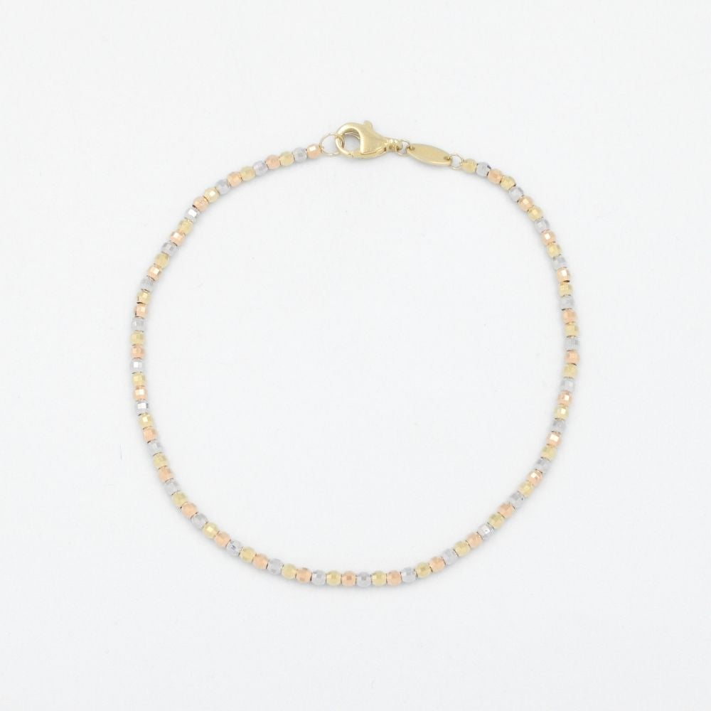Pulsera de Oro 14k Diseño de Esferas Facetadas de Estilo Hueco mod. 8866