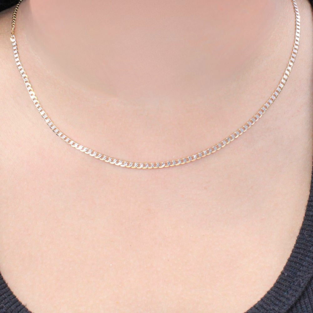 Cadena de Oro 14k Tejido Barbado Sólido con Diamantado Blanco mod. 8932