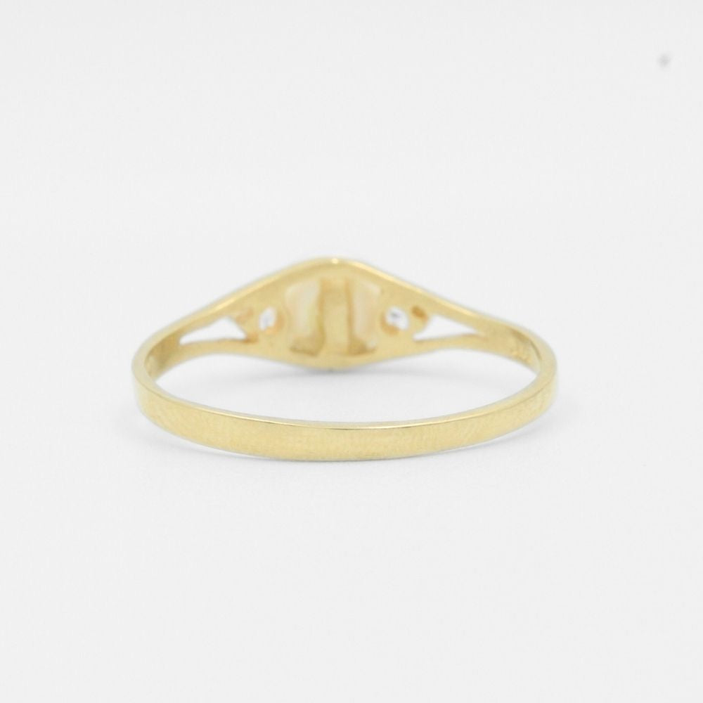 Anillo de Oro 14k Elegante con Perla Natural Detallado con Pequeñas Zirconias mod. 7722