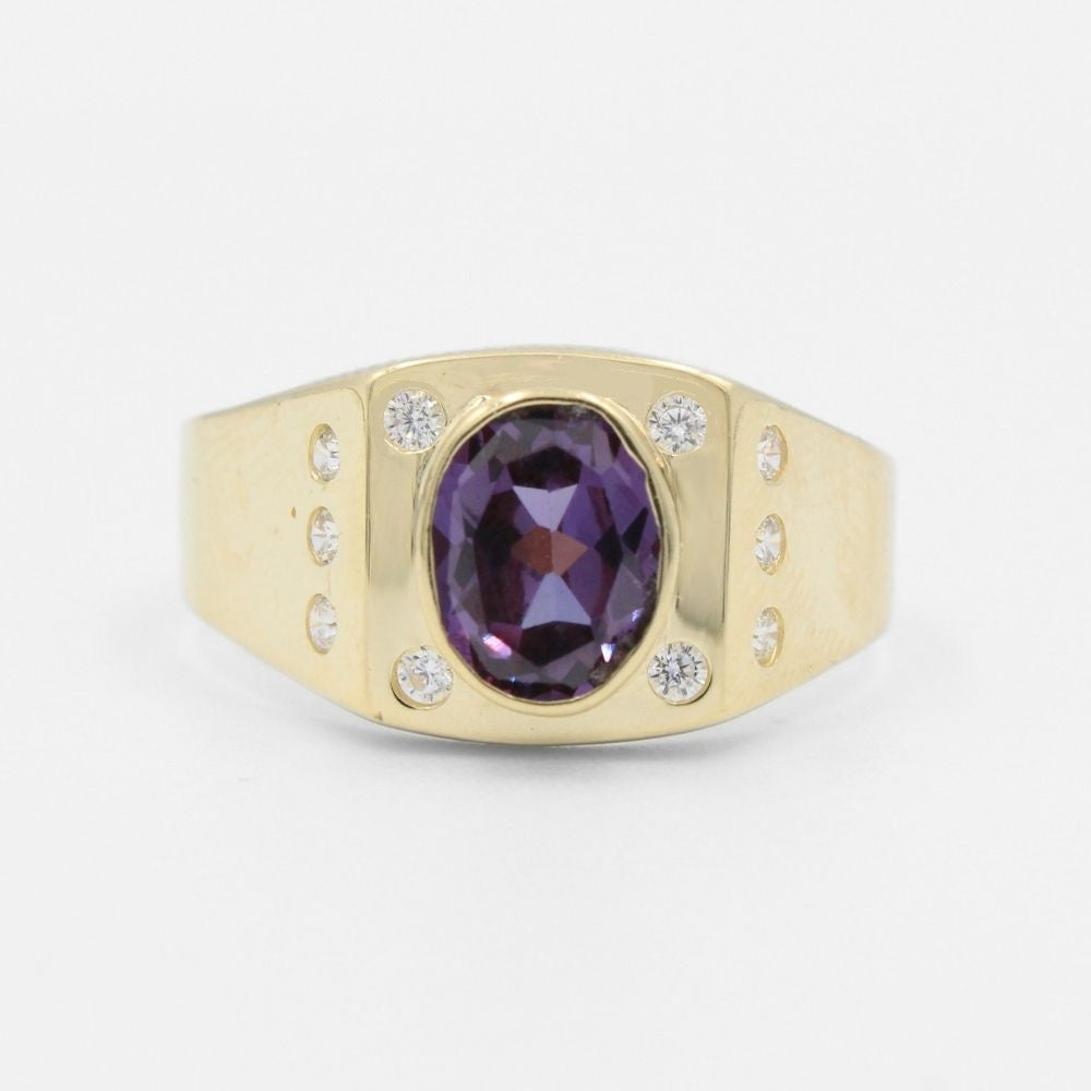 Anillo de Oro 14k con Zirconia Color Morado mod. 8321