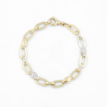 Pulsera de Oro 14k con Tejido de Eslabones Finos de Estilo Brillante y Hueco mod. 8659