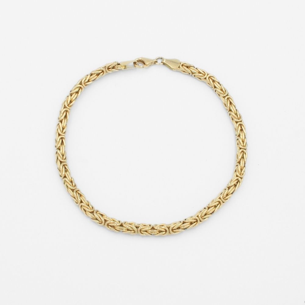 Pulsera de Oro 14k Tejido Bizantino Hueco de Diseño Fino Especial mod. 9744