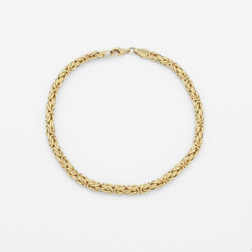 Pulsera de Oro 14k Tejido Bizantino Hueco de Diseño Fino Especial mod. 9744