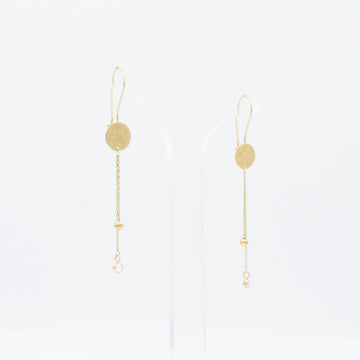 Arete Largo de Oro 14k Diseño de Espejo con Zirconias y Tiras Brillantes mod. 3050