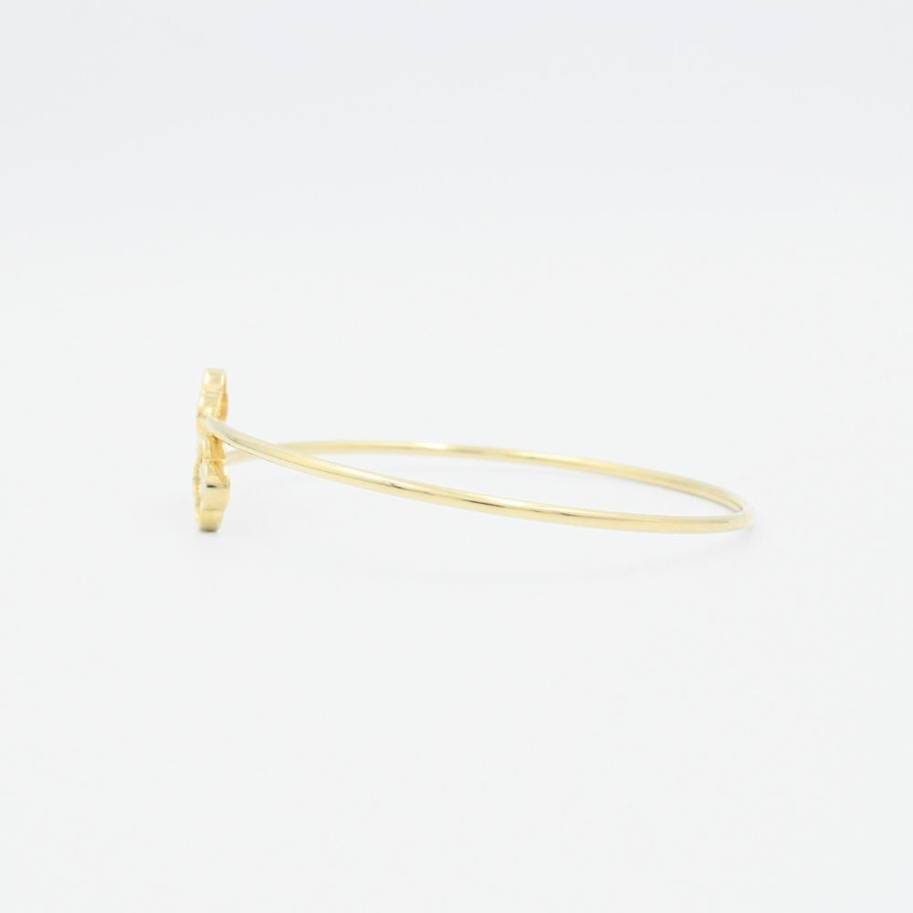 Aro de Oro 14k Tubular Hueco con 2 Trébol de Diamantado Arcoíris en Diseño Abierto mod. 8990