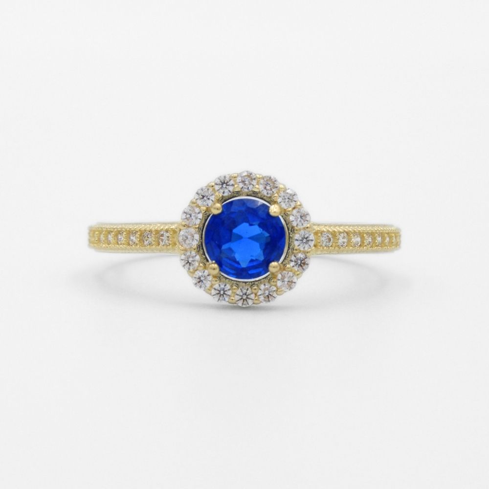 Anillo de Oro 14k Diseño Elegante con Zirconia de Corte Redondo e Incrustación de Zirconias Finas mod. 9731