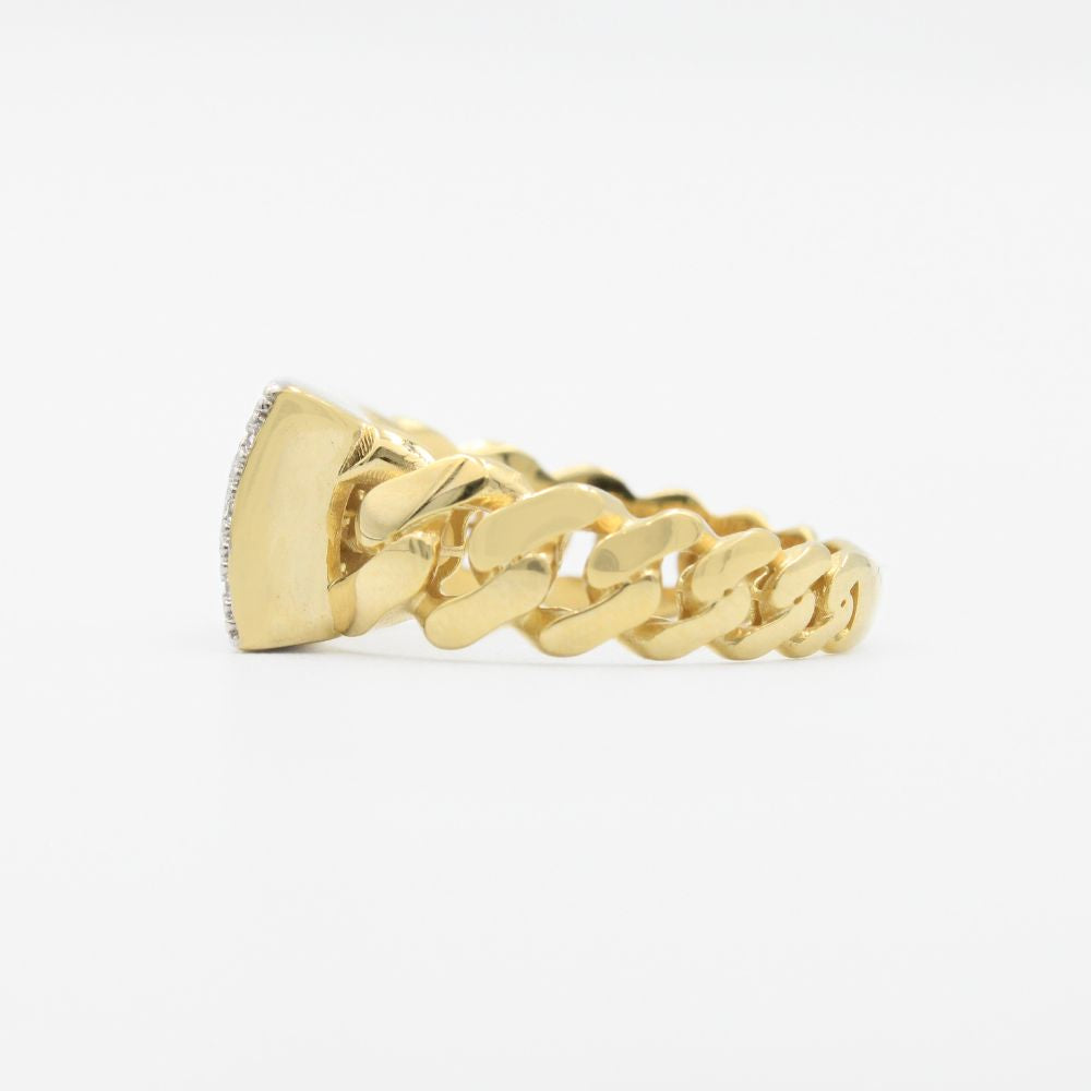 Anillo de Oro 14k Hueco de Diseño Classic Plain con Enlace Vertical Pavé mod. 9173