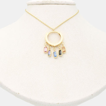 Gargantilla de Oro 14k Diseño Circular Hueco con Colgantes de Zirconia mod. 9339
