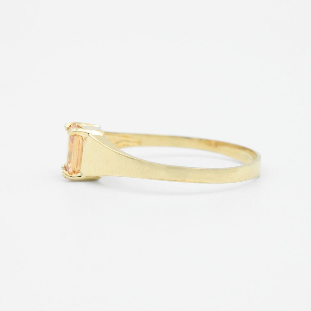 Anillo de Oro 14k Diseño con Incrustación de Zirconia Color Ambar mod. 9187