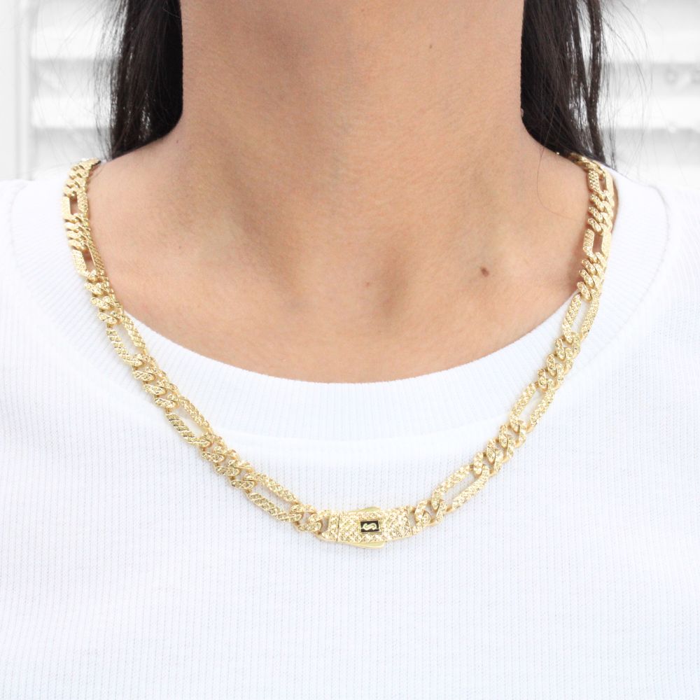 Cadena Monaco Chain 14k Modelo Figaro Flex Hueco con Broche Flex mod. 9024
