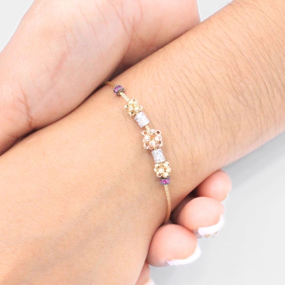 Pulsera de Oro 14k Diseño de Nudos con Eslabones de Zirconias mod. 9323