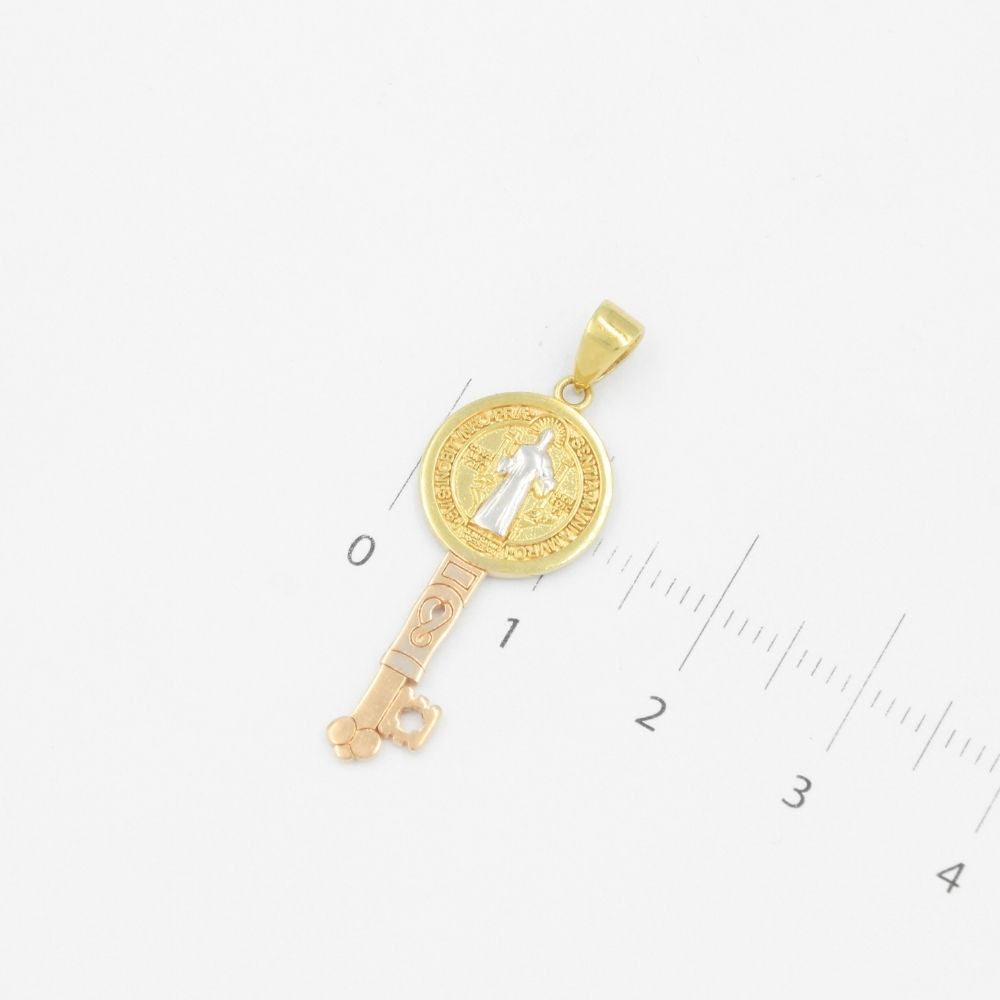 Medalla de Oro 14k de San Benito Estilo Florentino mod. 9152