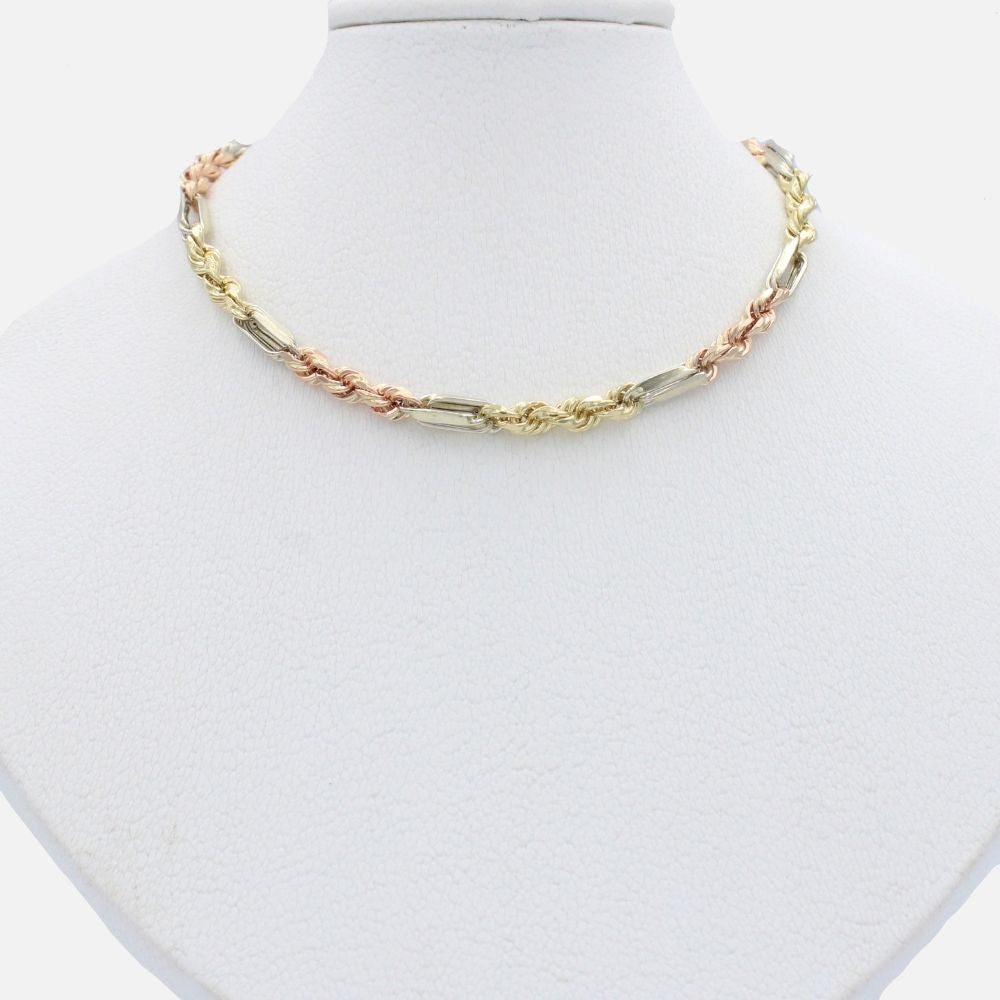 Cadena de Oro 14k Tejido Figaro Hueca mod. 9906