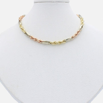 Cadena de Oro 14k Tejido Figaro Hueca mod. 9906