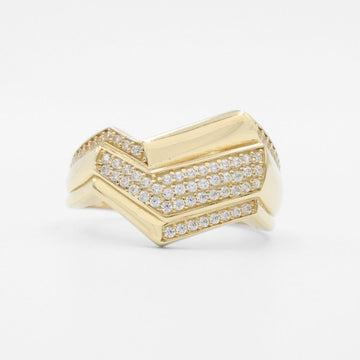 Anillo de Oro 14k Diseño Apiable Incrustado con Zirconias mod. 9587