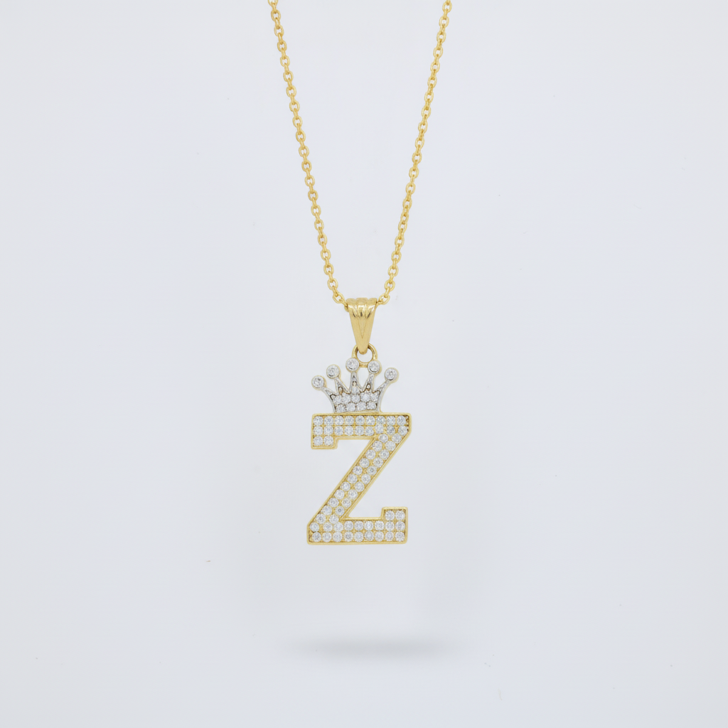 Dije de Oro 14k con Diseño de Inicial Z Incrustada con Zirconias mod. 10093