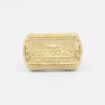 Anillo de Oro 14k Última Cena Incrustada con Zircnoias mod. 9456