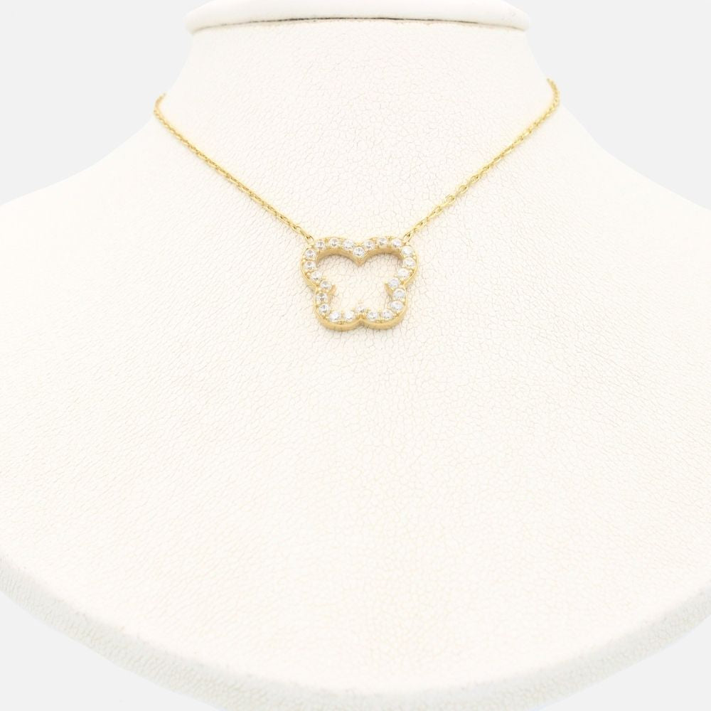 Gargantilla de Oro 14k Silueta de Mariposa Incrustada con Zirconias Finas mod. 9634