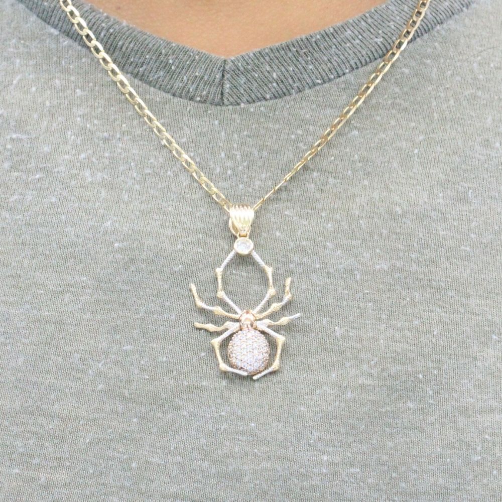 Dije de Oro 14k Diseño de Araña con Incrutación de Zirconias mod. 9435