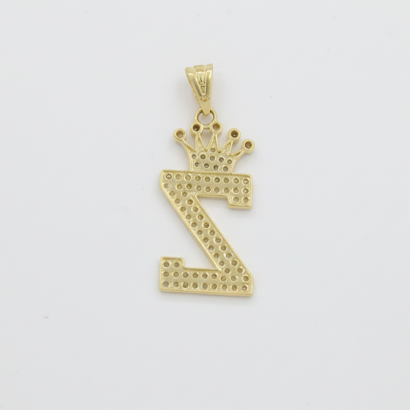 Dije de Oro 14k con Diseño de Inicial Z Incrustada con Zirconias mod. 10093