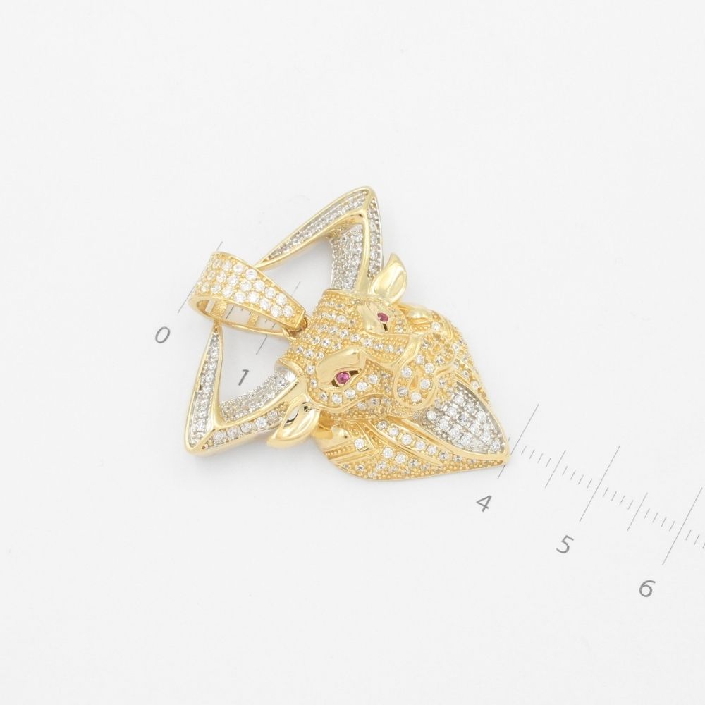Dije de Oro 14k Diseño de Toro Incrustado de Zirconias mod. 9478