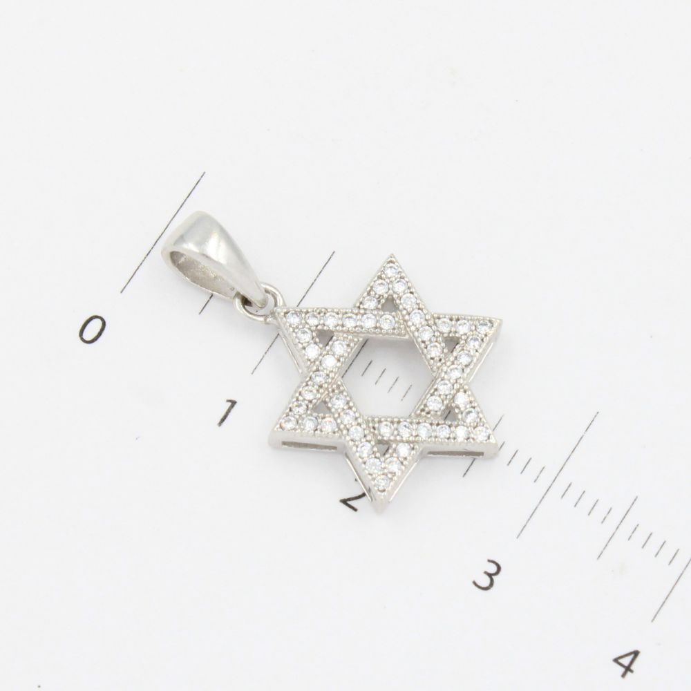 Dije de Oro 14k Hueco Estrella de David con Zirconias mod. 9240