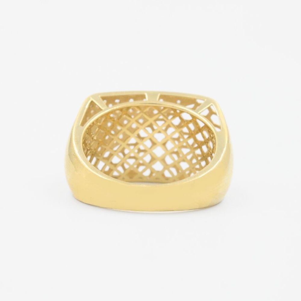Anillo de Oro 14k Hueco Estilo Chunky en Forma Hexagonal mod. 9076