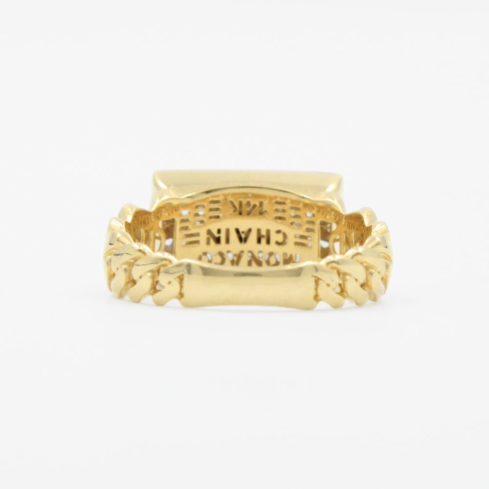 Anillo de Oro 14k Hueco de Diseño Classic Plain con Enlace Vertical Pavé mod. 9173