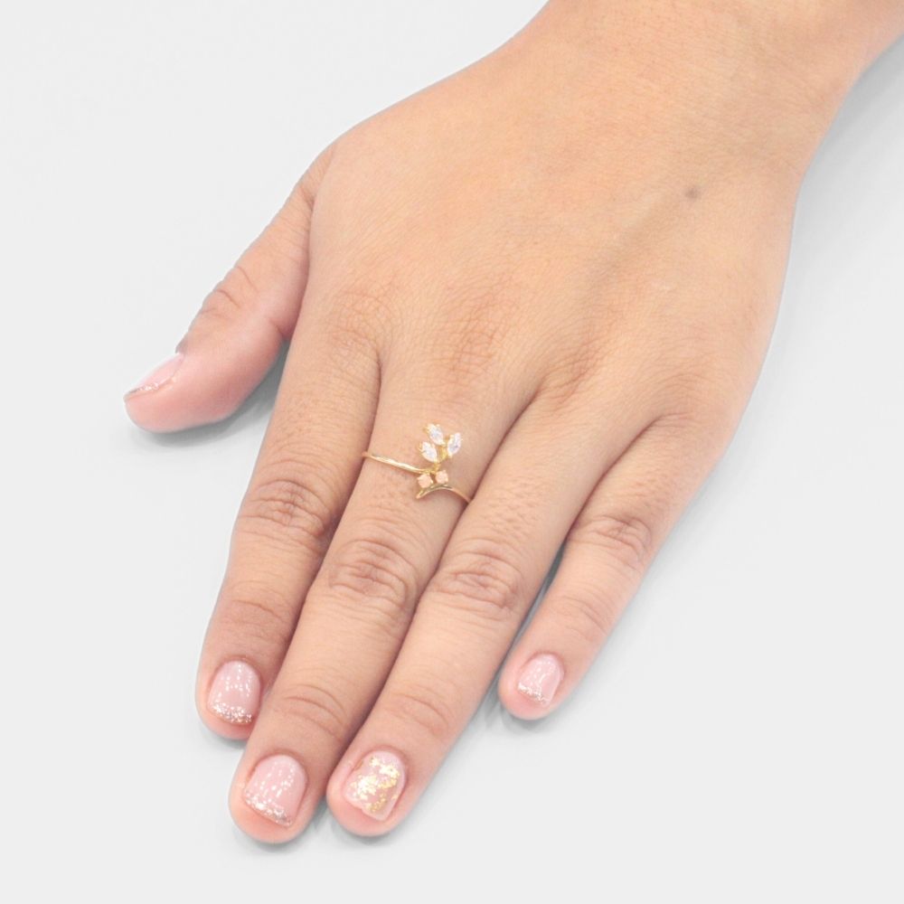 Anillo de Oro 14k Ramo de Zirconias mod. 7723