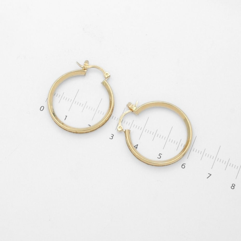 Arracada de Oro 14k de Diseño Hueco Redondo con Incrustación de Zirconias mod. 9875