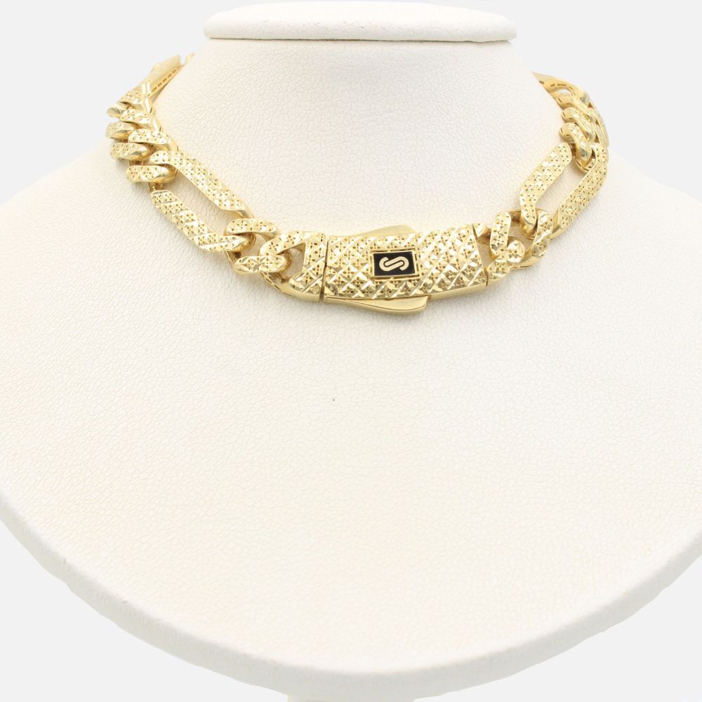 Cadena Monaco Chain 14k Modelo Figaro Flex Hueco con Broche Flex mod. 9024
