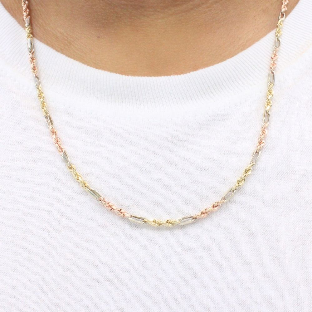 Cadena de Oro 14k Tejido Figaro Hueca mod. 9906