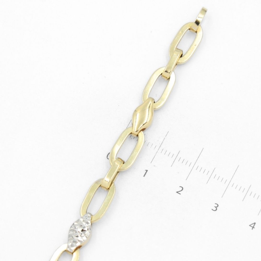 Pulsera de Oro 14k con Tejido de Eslabones Finos de Estilo Brillante y Hueco mod. 8659
